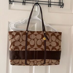 Coach Tan and Brown Signature Tote